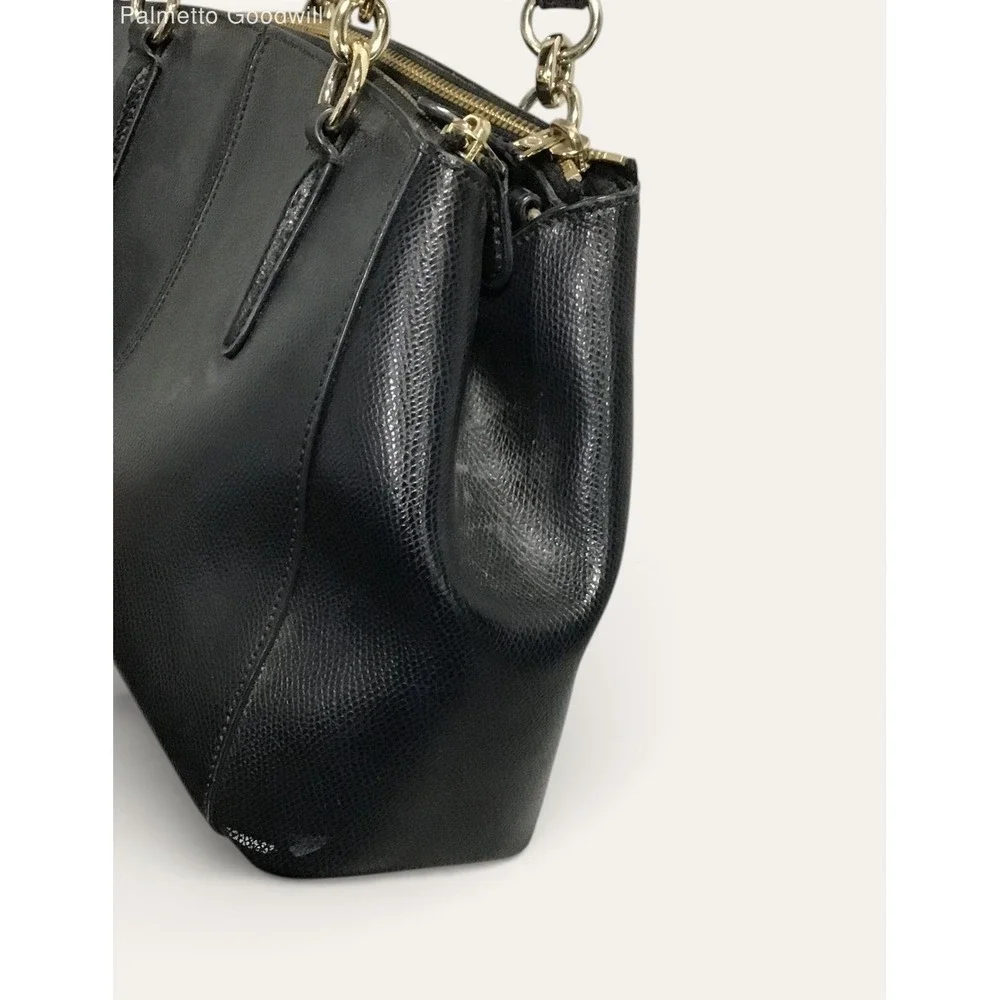Coach Large Christie Carryall Black Crossgrain Leather Satchel Shoulder Bag Gold